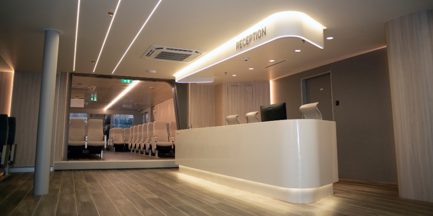 Tera Jet 2 Reception with minimal design and lights