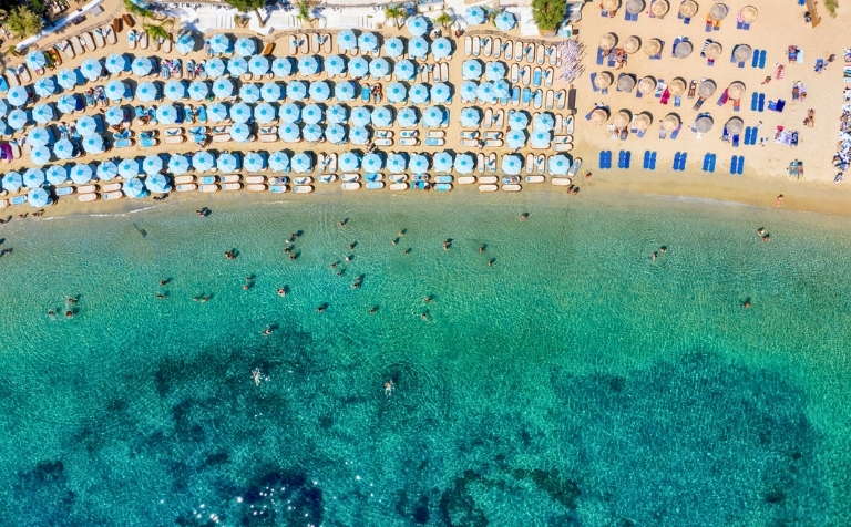 Psarou Beach in Mykonos